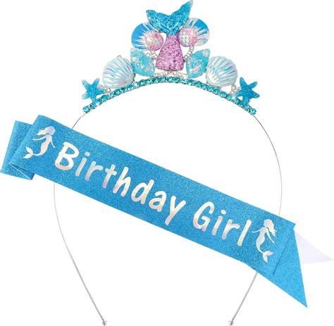 Didder 5th Mermaid Theme Birthday Party Sash And Crown