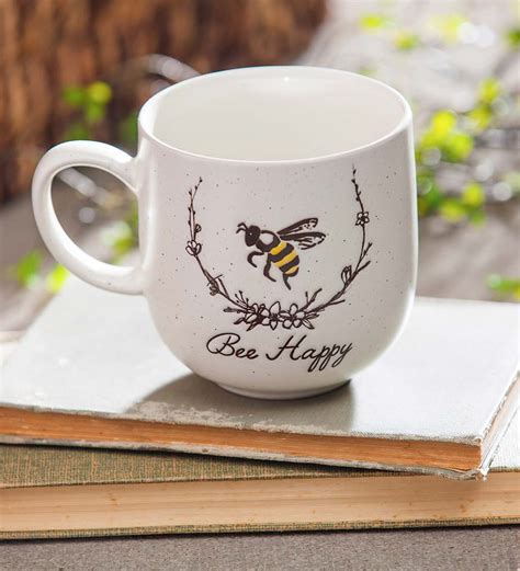 12 Oz Ceramic Mug With Bee Sayings Bee Grateful Wind And Weather