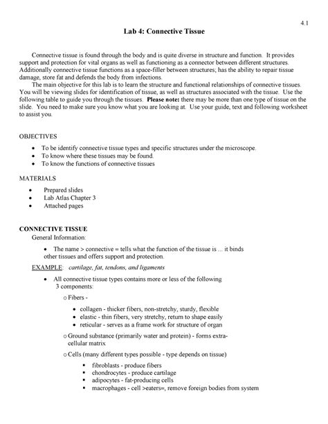 Lab 4 Connective Tissue 4 Lab 4 Connective Tissue Connective