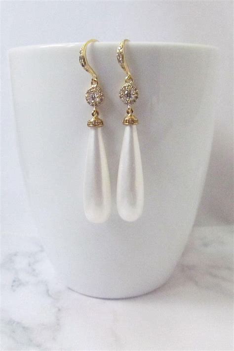 Pearl Bridal Earrings Long Earrings Pearl Teardrop Earrings An Elegant Pair Of Earrings