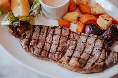 Grilled 10oz Sirloin Steak With Roast Vegetables Or Chips With