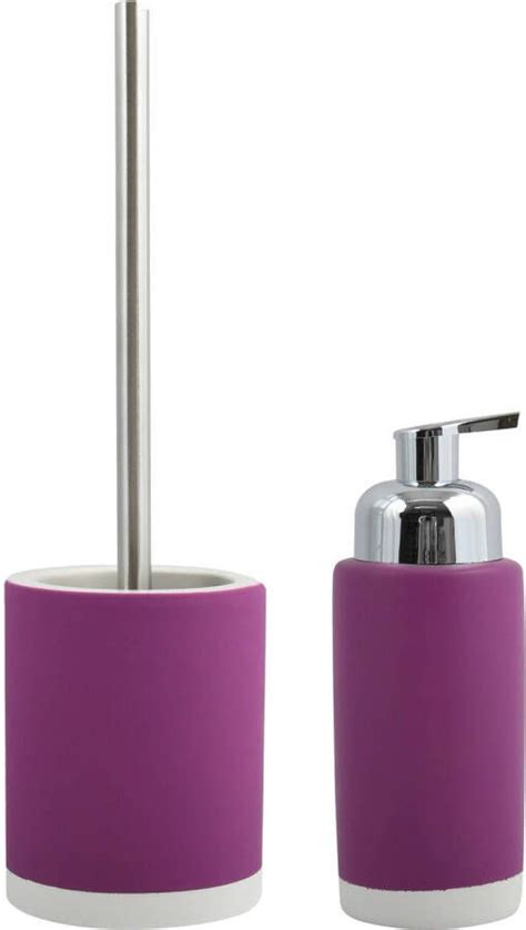 Spirella MSV Badkamer Accessoires Set Paars Zeeppompje Toilet Wc