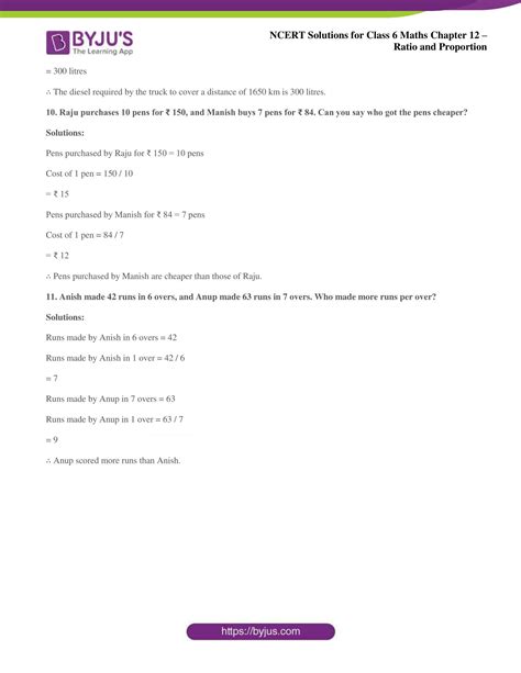 NCERT Solutions For Class 6 Maths Chapter 12 Ratio And Proportion