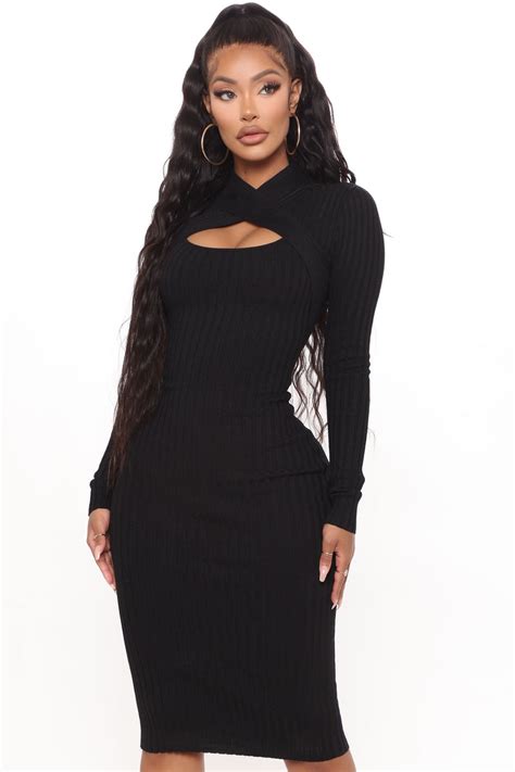 Oakland Sweater Midi Dress Black Fashion Nova Dresses Fashion Nova