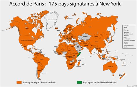 Accord de Paris : La carte des pays qui ont signé ou qui ont ratifié ...