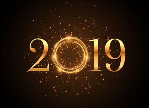 2019 New Year Shiny Golden Sparkles Background Download Free Vector