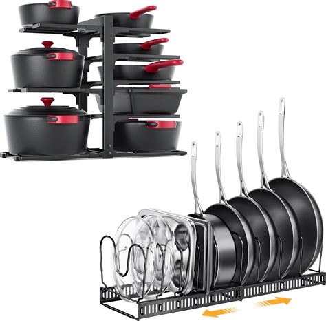 Amazon Mudeela Tier Heavy Duty Adjustable Pot Organizer Rack And