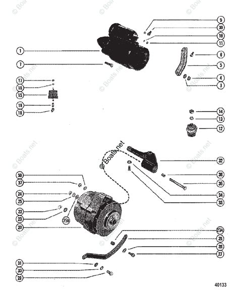 Mercruiser Sterndrive Gas Engines Oem Parts Diagram For Starter Motor And Alternator