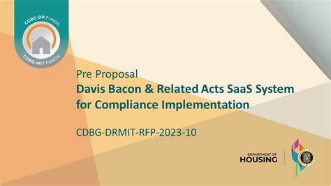 CDBG DR MIT Pre Proposal Davis Bacon Related Acts SaaS System For