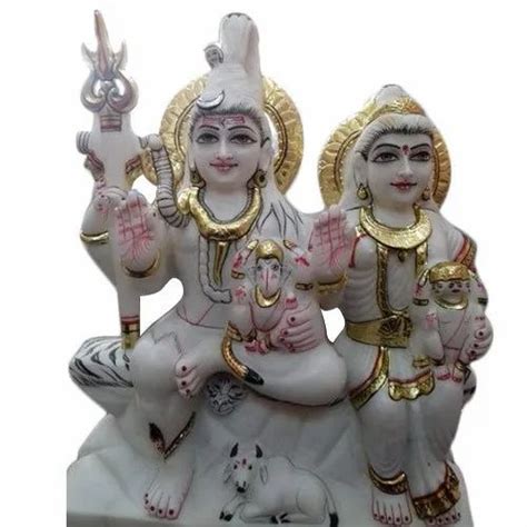 Plain Hindu White Marble Shiv Parivar Statue For Temple Size