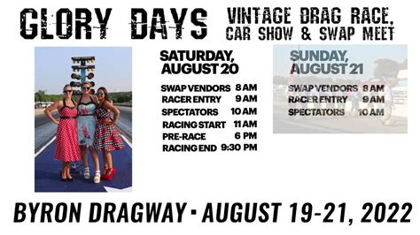 Glory Days Vintage Drag Race Car Show Swap Meet Detailed Event