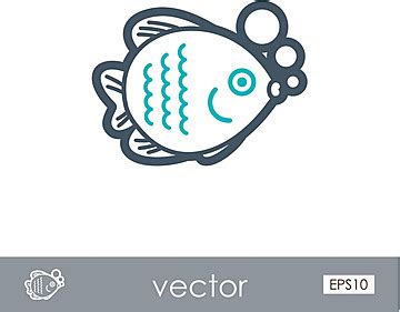 Fish Outline Icon Summer Vacation Fauna Tropical Sign Vector Fauna