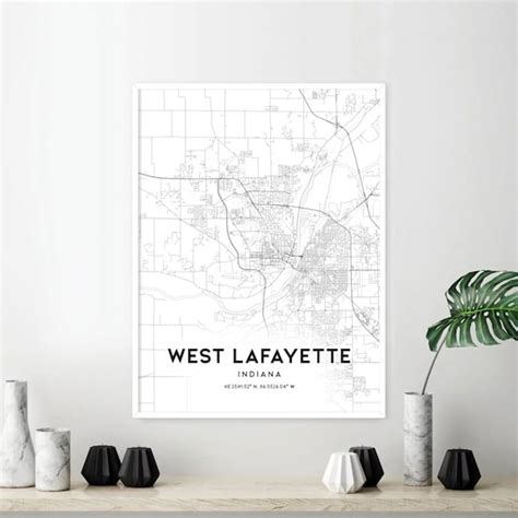 West Lafayette Map Print West Lafayette Map Poster Wall Art Etsy