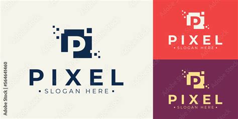 Pixel Vector Logo design template. Digital Printer Logo design. Colorful Letter P logo template ...