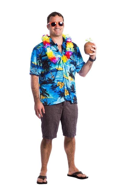 Mens Blue Hawaiian Shirt Hawaiian Shirt Outfit Hawaiian Outfit Blue