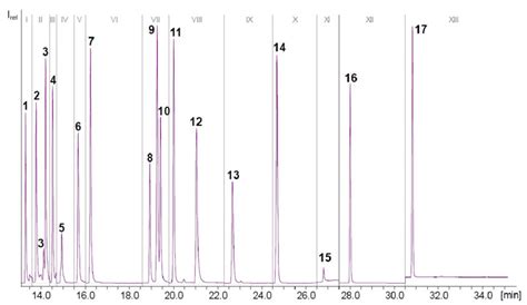 Gcei Ms Sim Chromatogram With Time Segments I Xiii Of The Standard Download Scientific