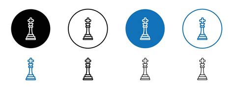 Chess king icon set. leadership chess king piece symbol in black filled and outlined style ...