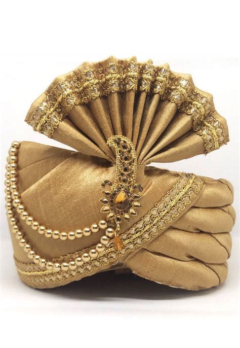 Buy Embellished Dupion Silk Turban In Beige Online MGM195 Utsav Fashion