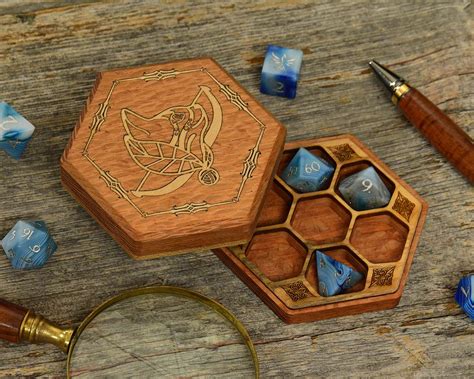 Hex Chest Remastered Dice Box Inlaid Cat Ranger On Lacewood