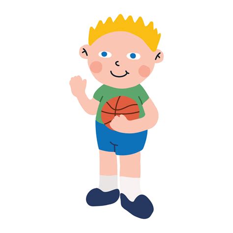 Blonde Hair Boy Blue Eyes With Basketball Vector Art At Vecteezy