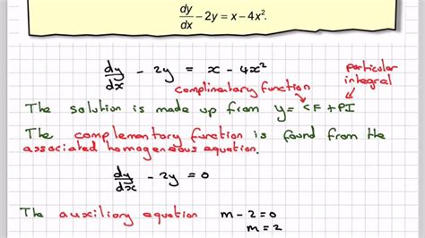 The Complementary Function And Particular Integral Example Youtube