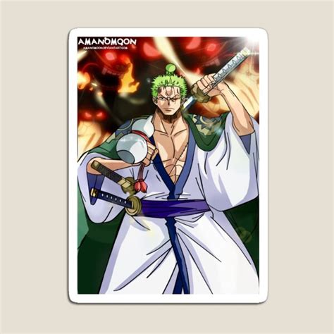 One Piece Roronoa Zoro Wano Poster Magnet By Amanomoon Redbubble