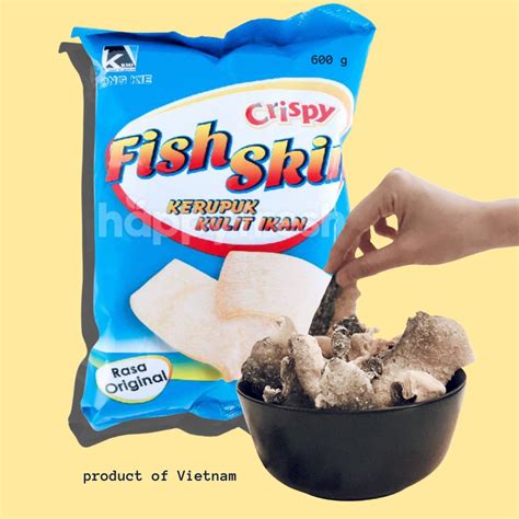 Jual Crispy Fish Skin Kerupuk Kulit Ikan Halal ISI 8 Pack 600 G