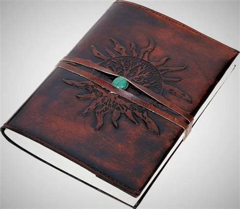 Refillable Lined Paper Sun Tree Of Life Handmade Leather Journal