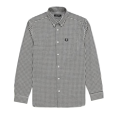 Fred Perry Gingham Shirt Black And White Size Depop