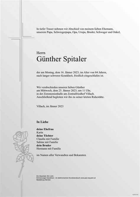 Parte für Günther Spitaler pax requiem