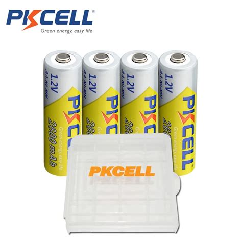 Pkcell Lot De Piles Rechargeables Aa Ni Mh V Mah Mah