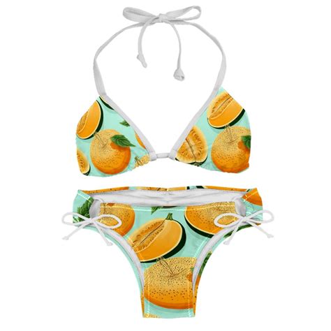 Hami Melon Detachable Sponge Adjustable Strap Bikini Set Two Pack