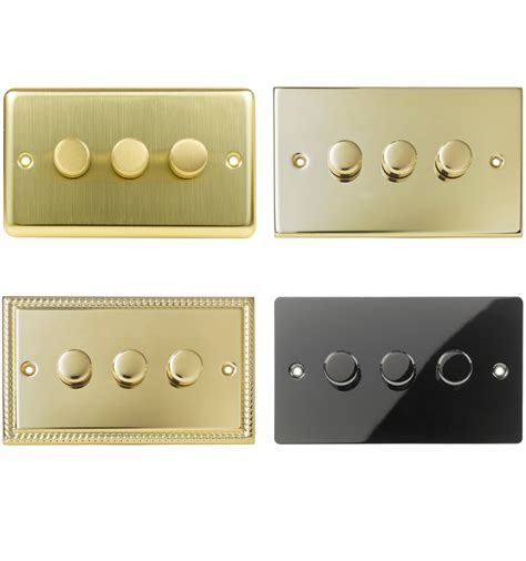 3 Gang 2 Way Decorative Brass Effect Triple Dimmer Light Switches Easyt Products