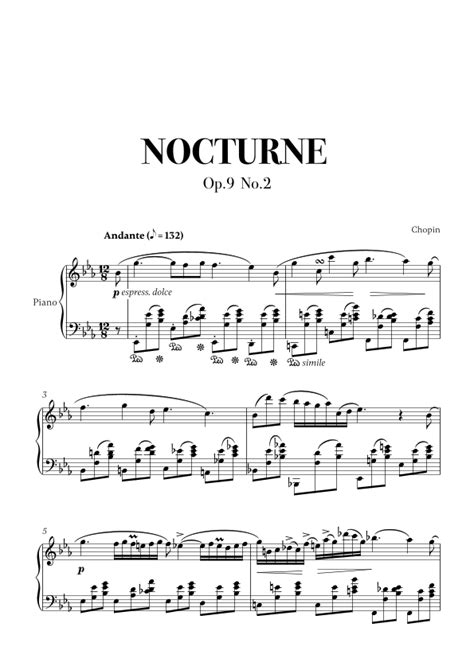 Nocturne In E Flat Major Op 9 No 2 Arr Cadenza Editions By