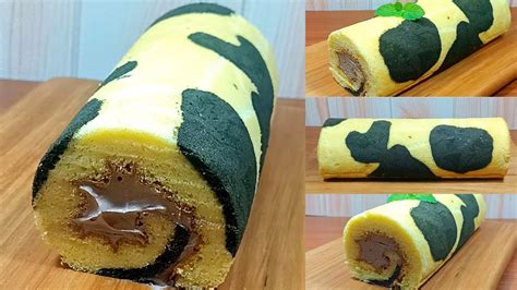 Buatnya Gampang Metode All In One Bolu Gulung Motif Sapi Moomoo Roll