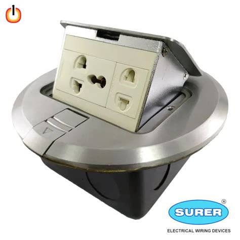 Surer 1014 2 Gang Pop Up Floor Outlet Round Type Aluminum With FREE