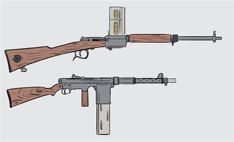 ArtStation - Weapon sketch - WW1/WW2 style Automatic Rifles