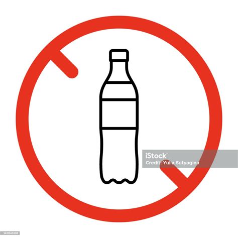 Forbidden Plastic Bottle Ban Garbage Sign Prohibited Container Bottle