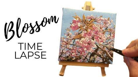 Cherry Blossom Painting Acrylic Mini Canvas Youtube