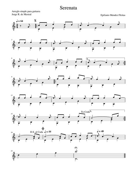 Serenata Sheet Music For Guitar Solo