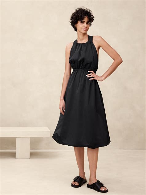 Bubble Hem Taffeta Midi Dress Banana Republic Factory