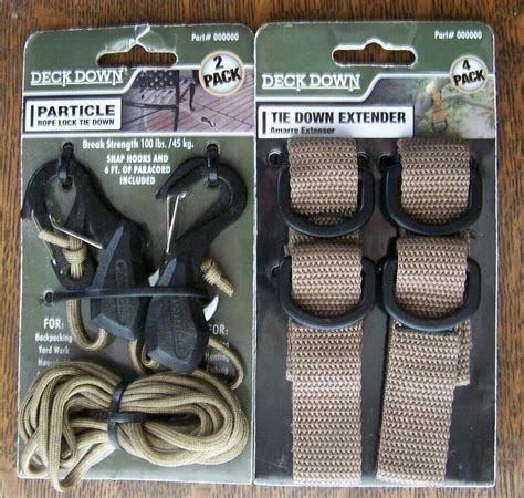 Deck Down 2 Packsnap Hooks And Cord 4 Packtie Down Extenders New