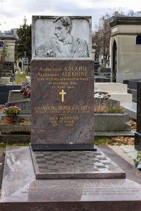 A Grave Of Alexander Alekhine On Montparnasse Cemetery Paris France