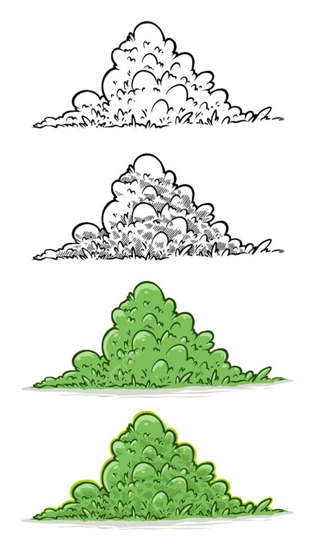 Cartoon Green Big Bush Icon Set Grass Park Cartoon Vector Grass Park Cartoon Png And Vector