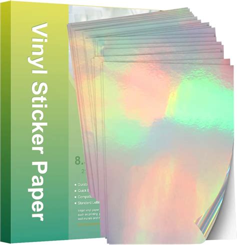 Stampcolour Papel adhesivo holográfico imprimible para Cricut papel