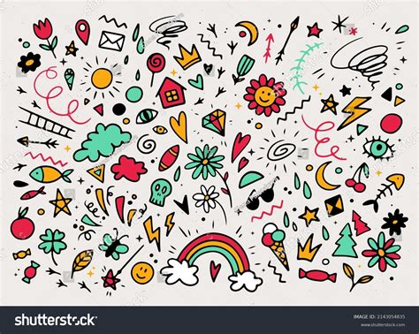 Huge Vector Set Cute Handsketched Ink Stock Vector Royalty Free