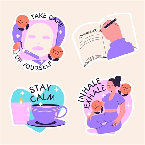 Free Vector Naive Self Care Stickers Collection