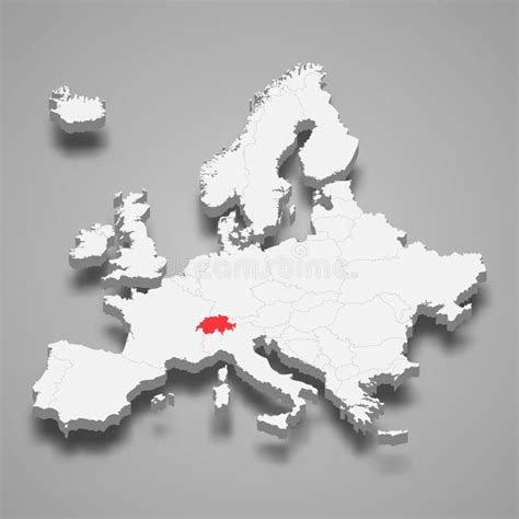 De Plaatskaart Van Zwitserland Op Kaart Europa D Van De De Vlagkaart