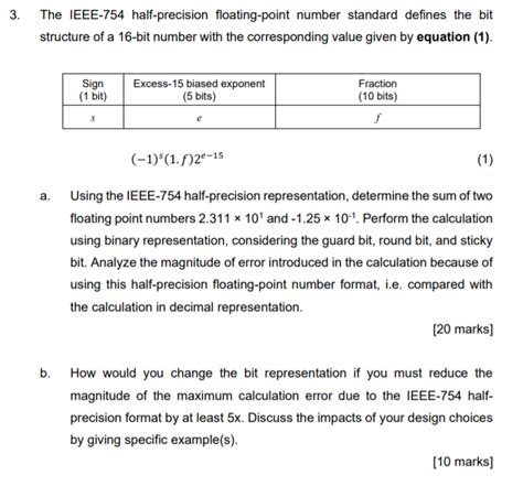 The Ieee Half Precision Floating Point Number Chegg