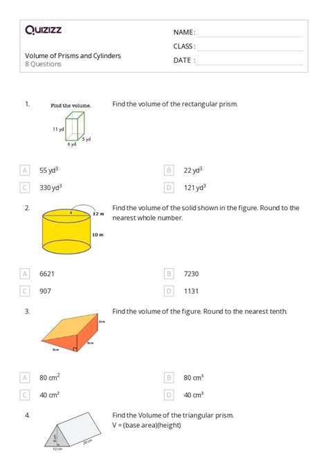 50 Cylinders Worksheets On Quizizz Free Printable